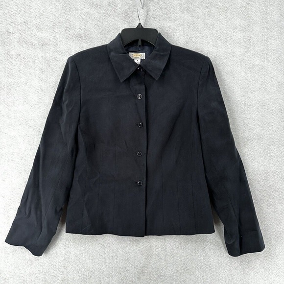 Talbots Jackets & Blazers - Talbots Unstructured Blazer Blouse‎ Womens 8P Charcoal Gray Top Button Lined